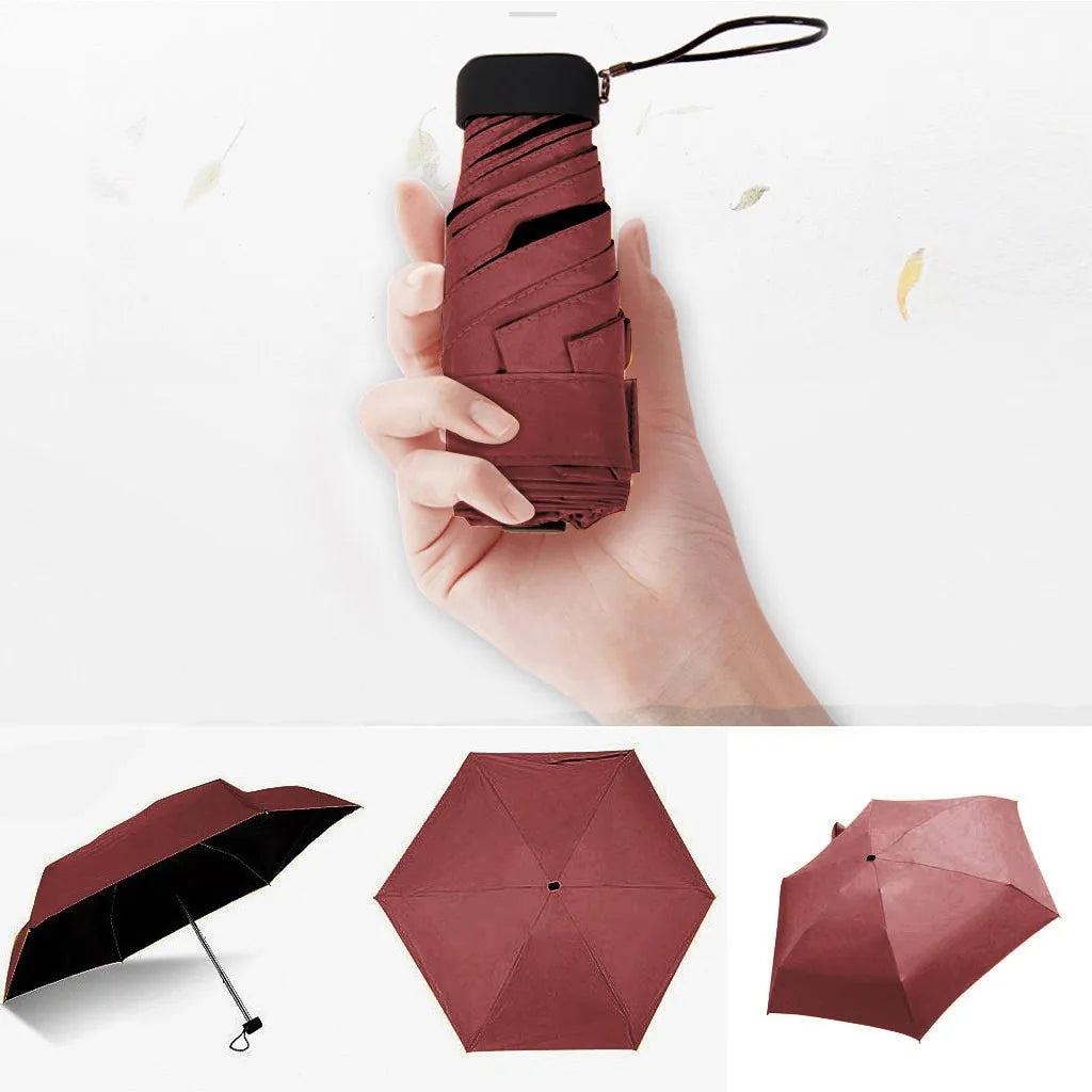 Mini Compact Pocket Umbrella - Flat & Lightweight red by HitMyNeed