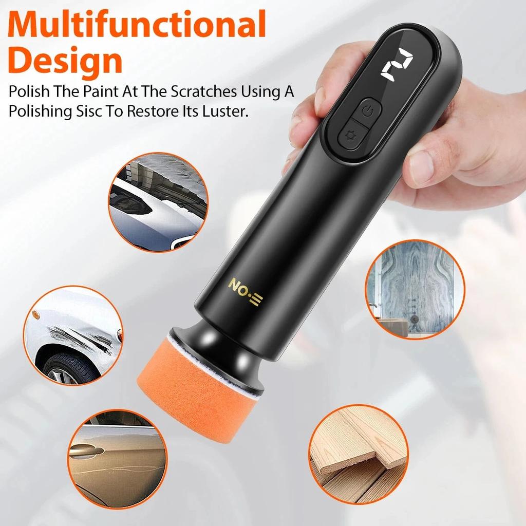 Mini Cordless Car Polisher 3-Speed with LED Display by HitMyNeed