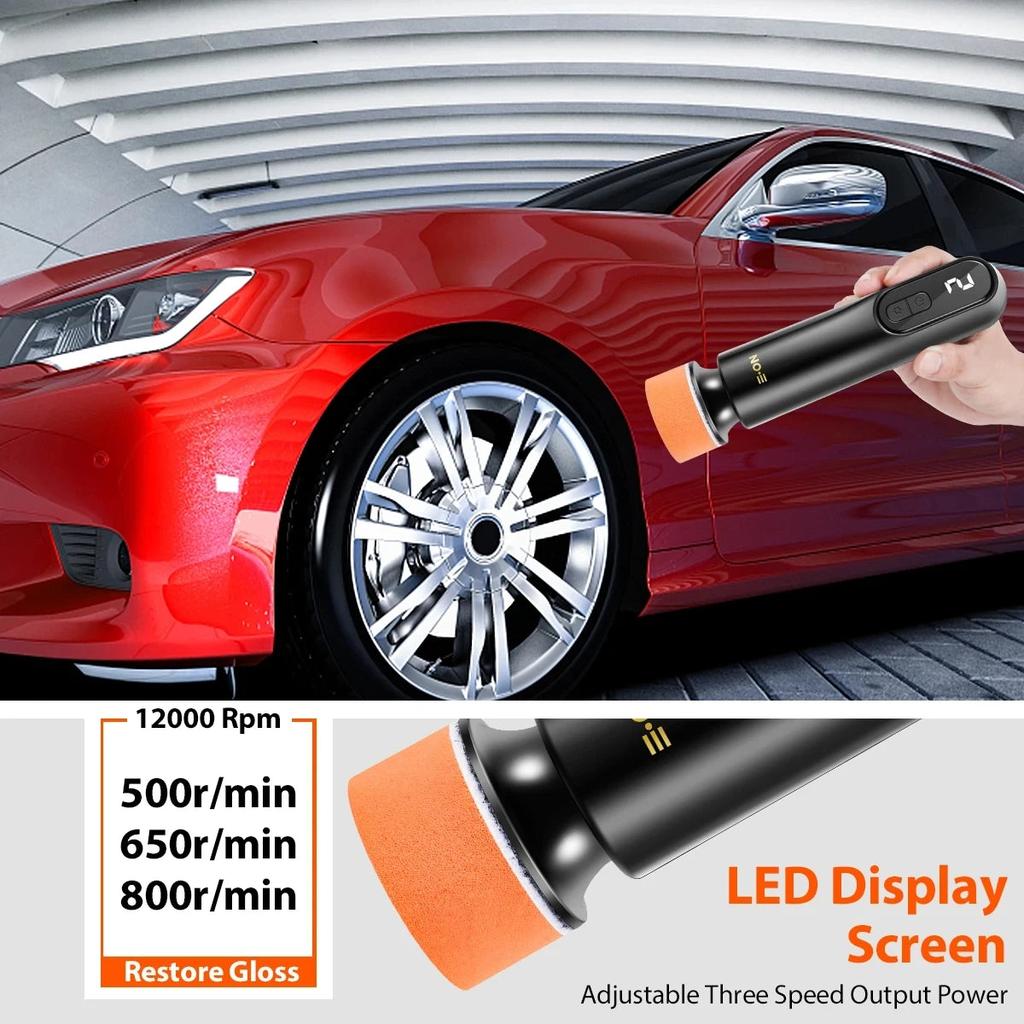 Mini Cordless Car Polisher 3-Speed with LED Display by HitMyNeed