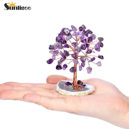 Mini Crystal Money Tree Copper Wire Feng Shui Decor amethyst by HitMyNeed