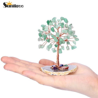 Mini Crystal Money Tree Copper Wire Feng Shui Decor green-aventurine by HitMyNeed