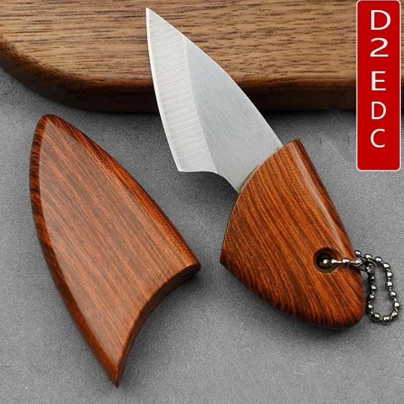 Mini D2 EDC Fruit & Utility Knife with Sheath by HitMyNeed