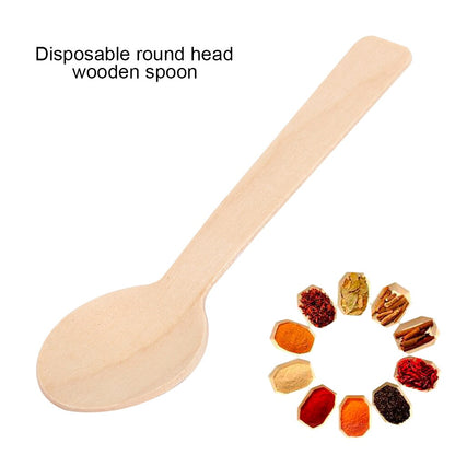 Mini Disposable Wooden Spoons 10cm (Pack of 100) by HitMyNeed