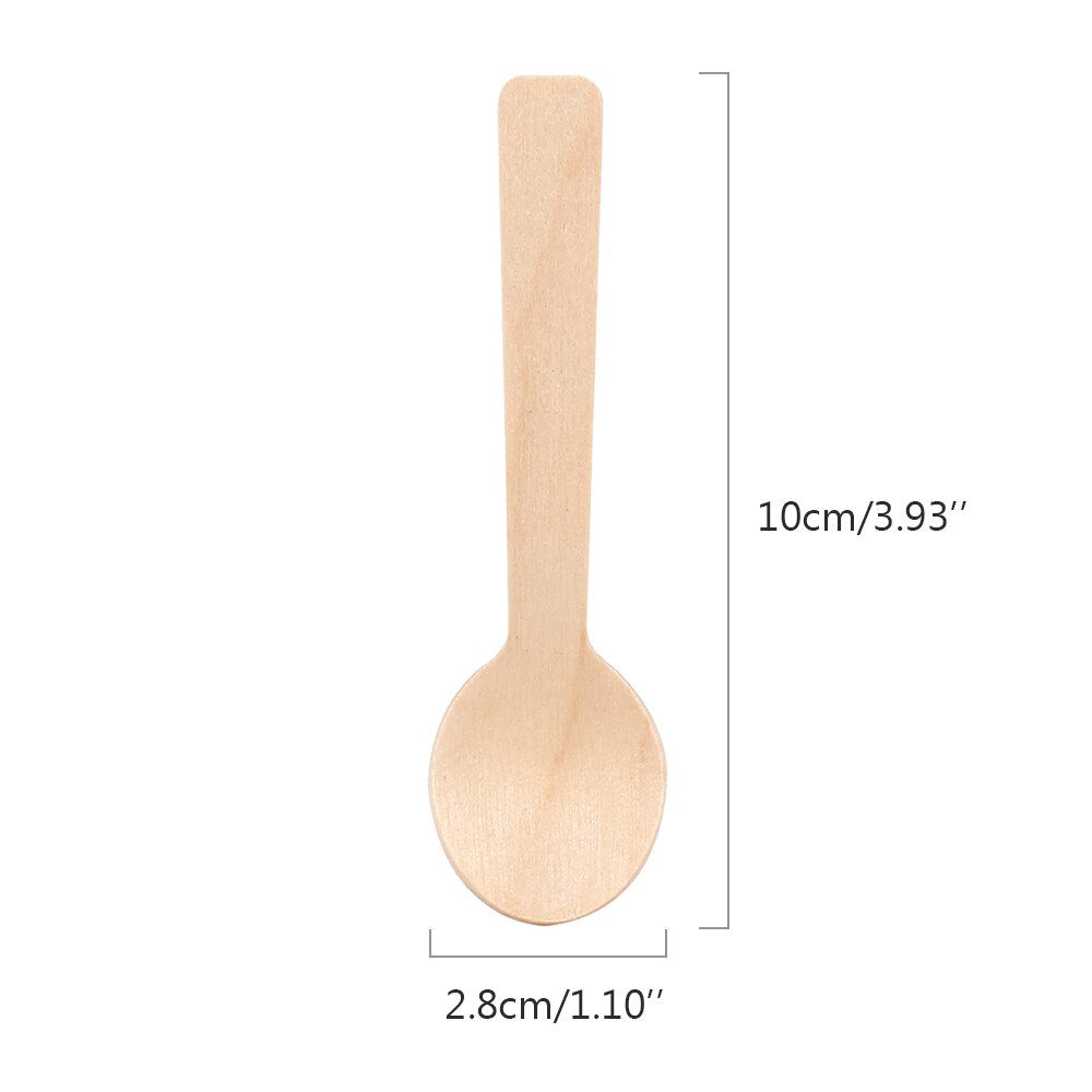 Mini Disposable Wooden Spoons 10cm (Pack of 100) by HitMyNeed