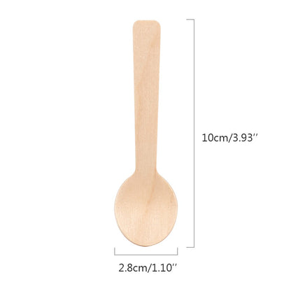 Mini Disposable Wooden Spoons 10cm (Pack of 100) by HitMyNeed