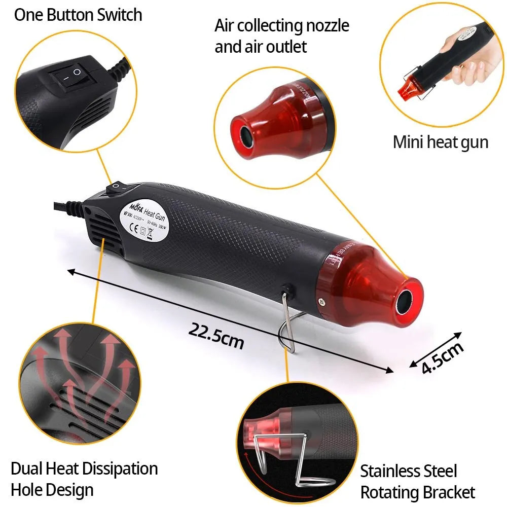 Mini Electrical Heat Gun with 300 Heat Shrink Connectors by HitMyNeed