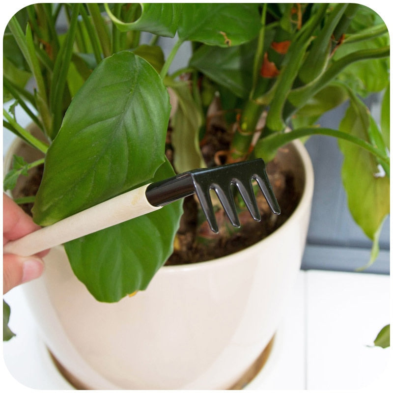 Mini Garden Hand Tool Set, 3-Piece Iron and Wood by HitMyNeed