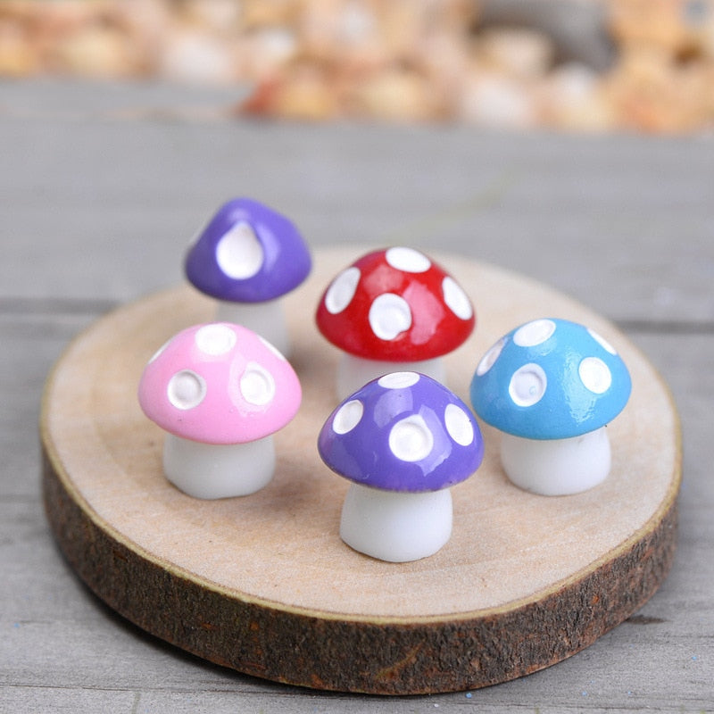 Mini Garden Mushroom Decor Set, 10 Pcs Resin Ornaments by HitMyNeed