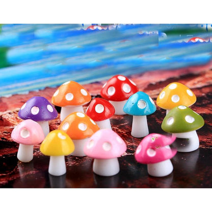 Mini Garden Mushroom Decor Set, 10 Pcs Resin Ornaments by HitMyNeed