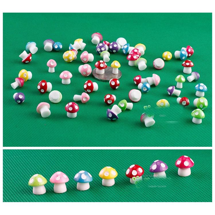 Mini Garden Mushroom Decor Set, 10 Pcs Resin Ornaments by HitMyNeed