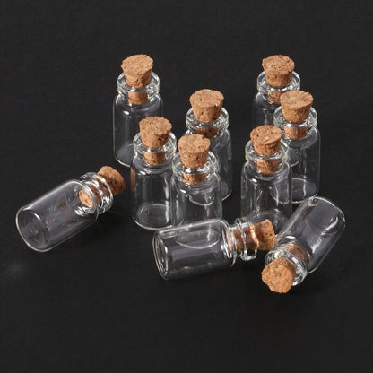 Mini Glass Bottles with Cork (Set of 10, 1 ml) by HitMyNeed