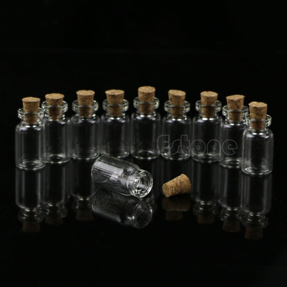 Mini Glass Bottles with Cork (Set of 10, 1 ml) by HitMyNeed