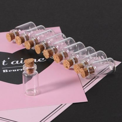 Mini Glass Bottles with Cork (Set of 10, 1 ml) by HitMyNeed