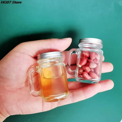 Mini Glass Mason Jar with Lid 35ml Leakproof Shot Glass by HitMyNeed