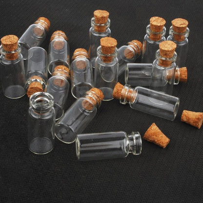 Mini Glass Vial Bottles with Cork (10 Pack) by HitMyNeed