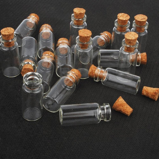 Mini Glass Vial Bottles with Cork (10 Pack) by HitMyNeed