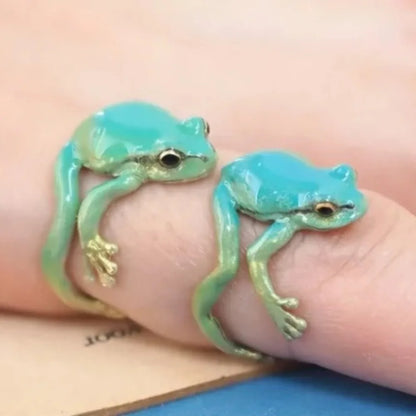 Mini Green Tree Frog Adjustable Ring for Women & Men by HitMyNeed