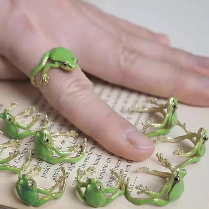 Mini Green Tree Frog Adjustable Ring for Women & Men by HitMyNeed