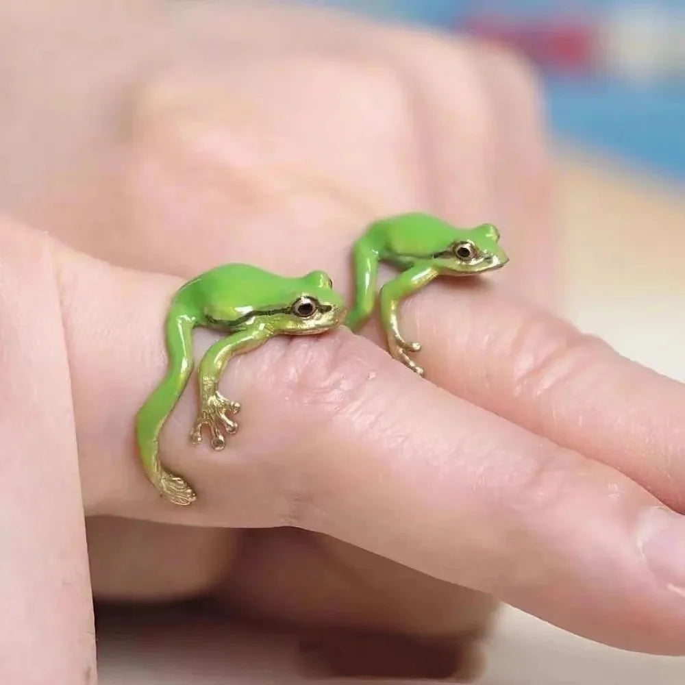 Mini Green Tree Frog Adjustable Ring for Women & Men by HitMyNeed