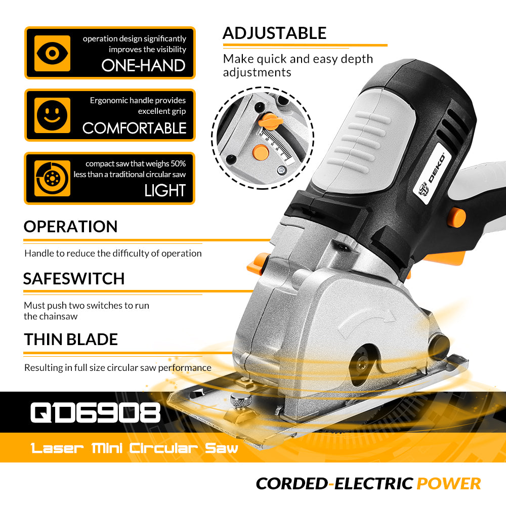 Mini Handheld Circular Saw 85mm, 7000 RPM, 230V by HitMyNeed