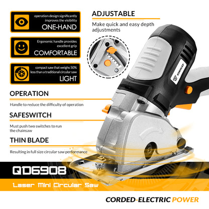 Mini Handheld Circular Saw 85mm, 7000 RPM, 230V by HitMyNeed