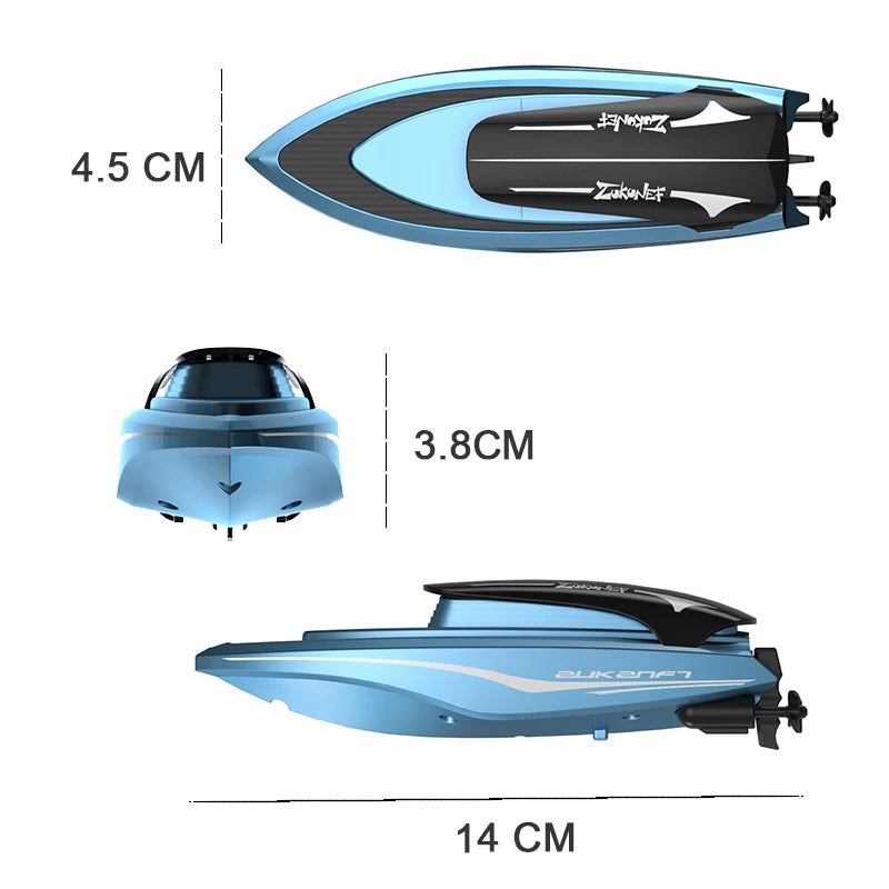Mini High-Speed RC Racing Boat with LED Lights by HitMyNeed