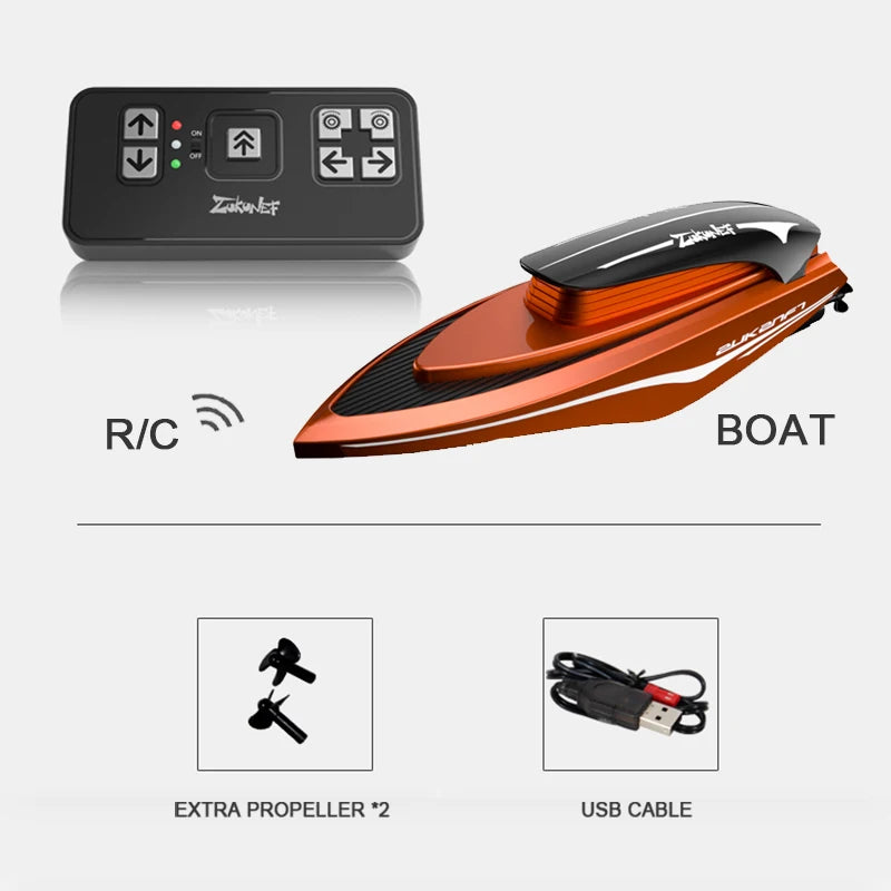 Mini High-Speed RC Racing Boat with LED Lights red-1 by HitMyNeed