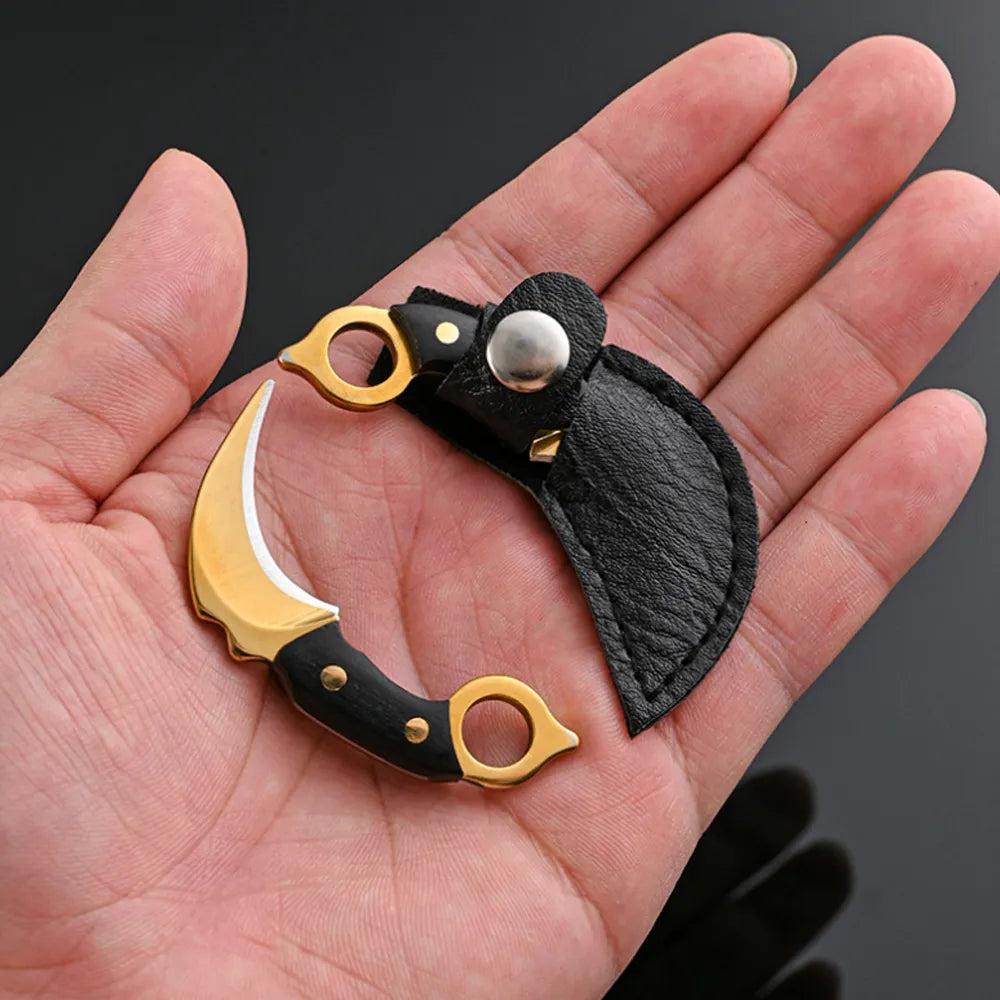 Mini Keychain Pocket Knife EDC Fixed Blade Tool gold by HitMyNeed