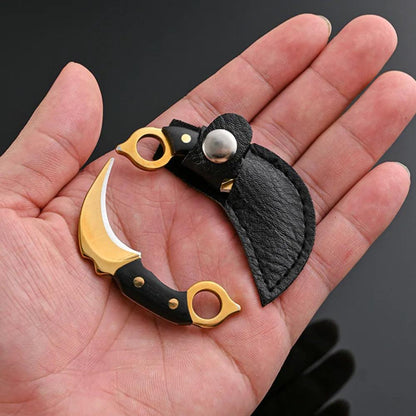 Mini Keychain Pocket Knife EDC Fixed Blade Tool gold by HitMyNeed