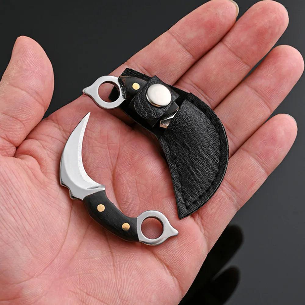 Mini Keychain Pocket Knife EDC Fixed Blade Tool silver by HitMyNeed