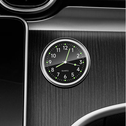Mini Luminous Car Clock Stick-On Quartz 5 Colors 40mm-black by HitMyNeed