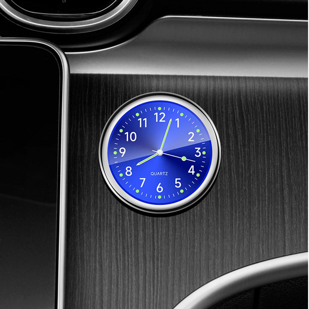 Mini Luminous Car Clock Stick-On Quartz 5 Colors 40mm-blue by HitMyNeed