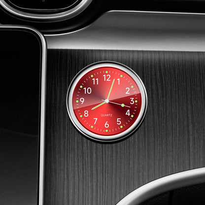 Mini Luminous Car Clock Stick-On Quartz 5 Colors 40mm-red by HitMyNeed