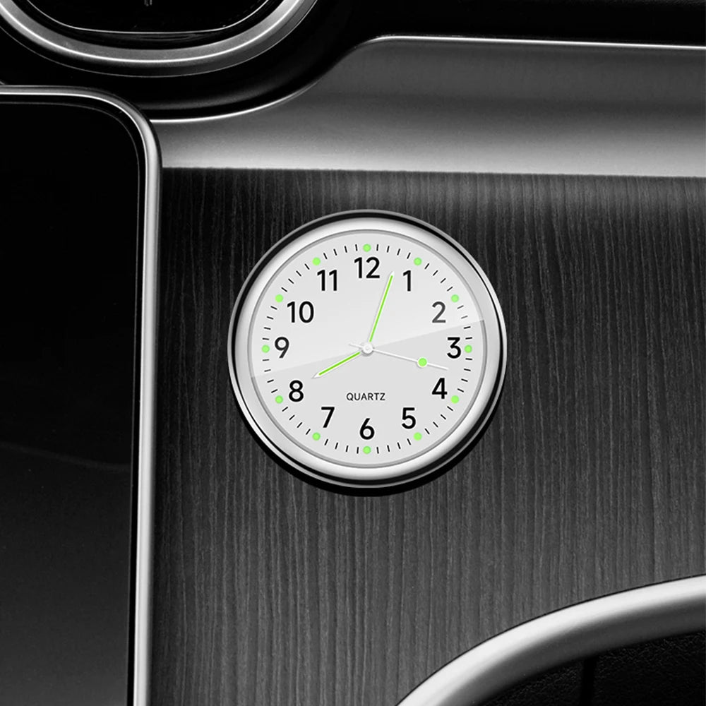 Mini Luminous Car Clock Stick-On Quartz 5 Colors 40mm-silver by HitMyNeed
