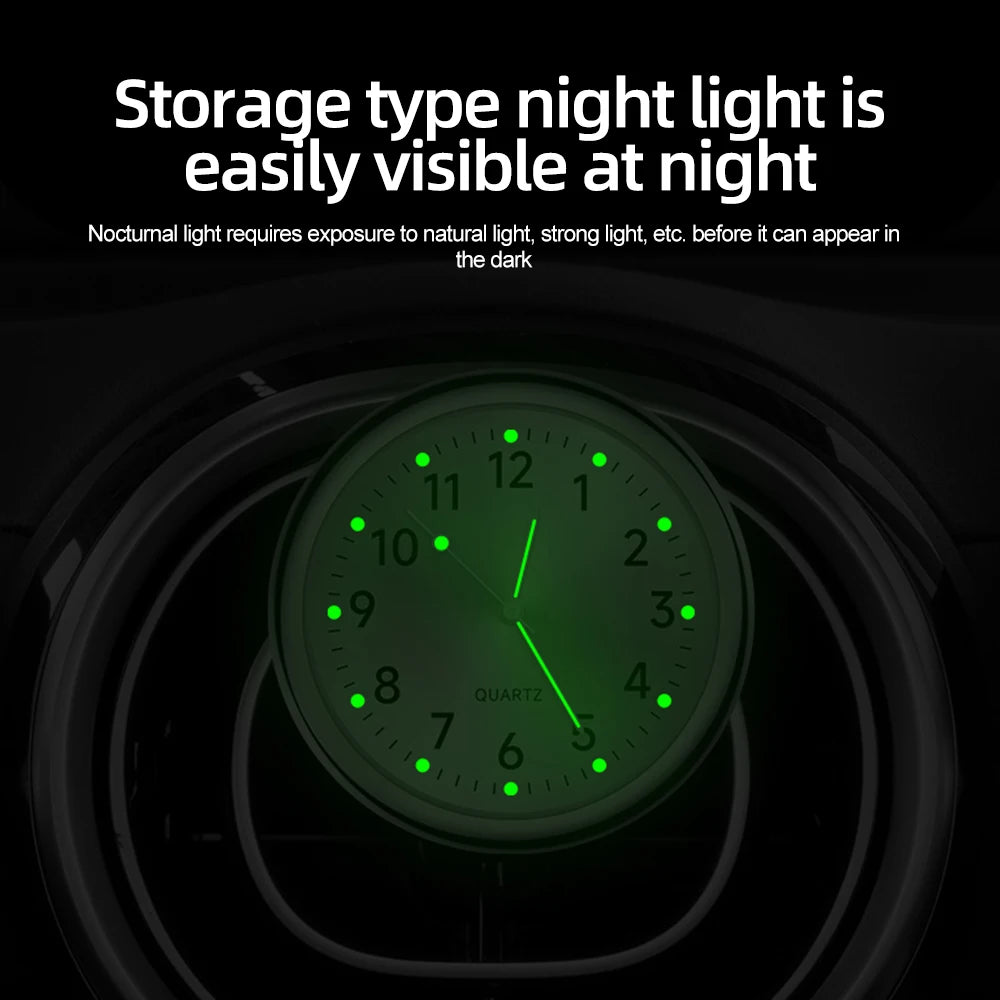 Mini Luminous Car Clock Stick-On Quartz 5 Colors by HitMyNeed