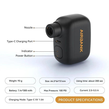 Mini Portable 100PSI USB-C Bicycle Tire Inflator by HitMyNeed