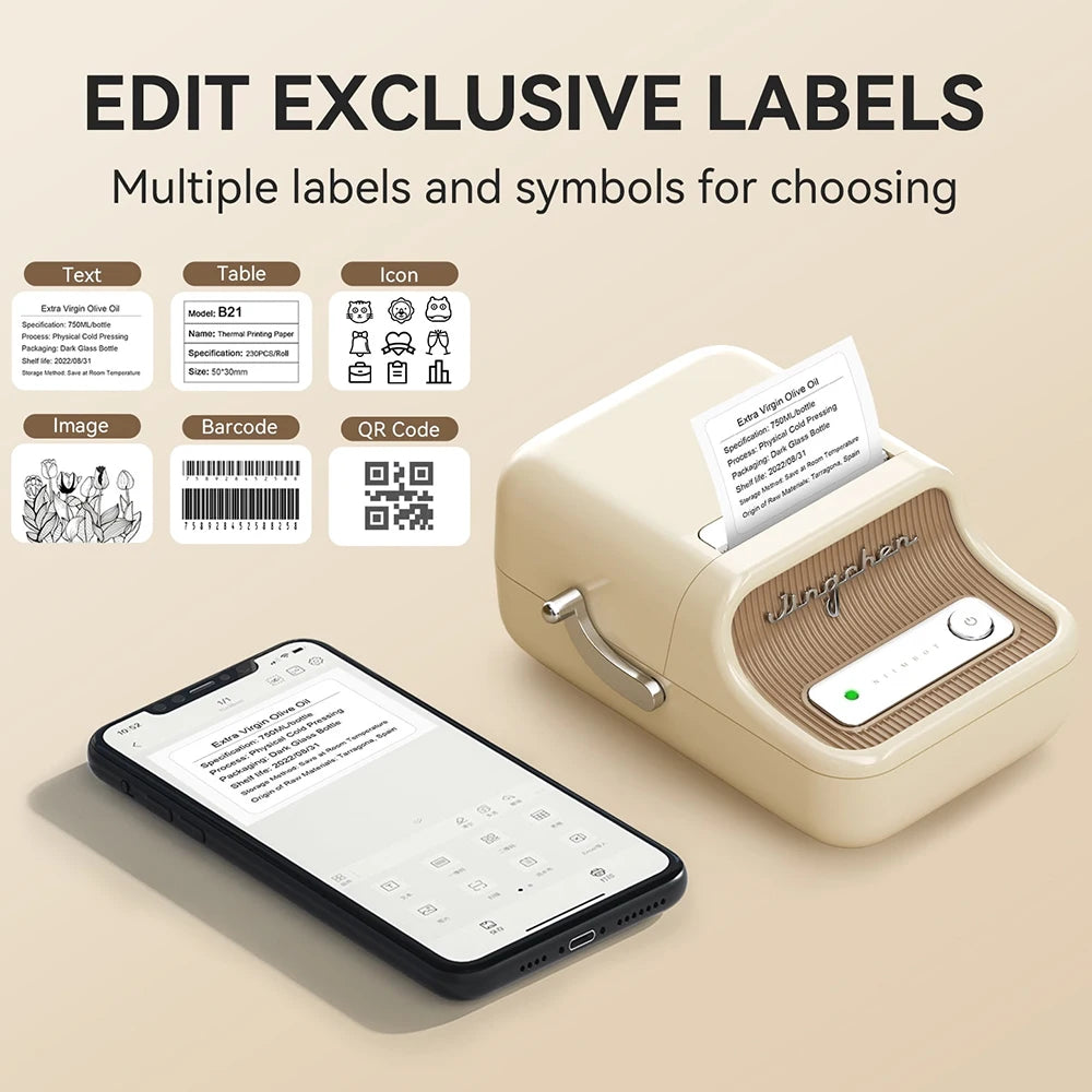 Mini Portable Bluetooth Thermal Label Printer by HitMyNeed