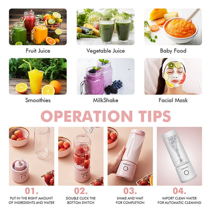 Mini Portable Rechargeable Juicer Blender 400ml by HitMyNeed