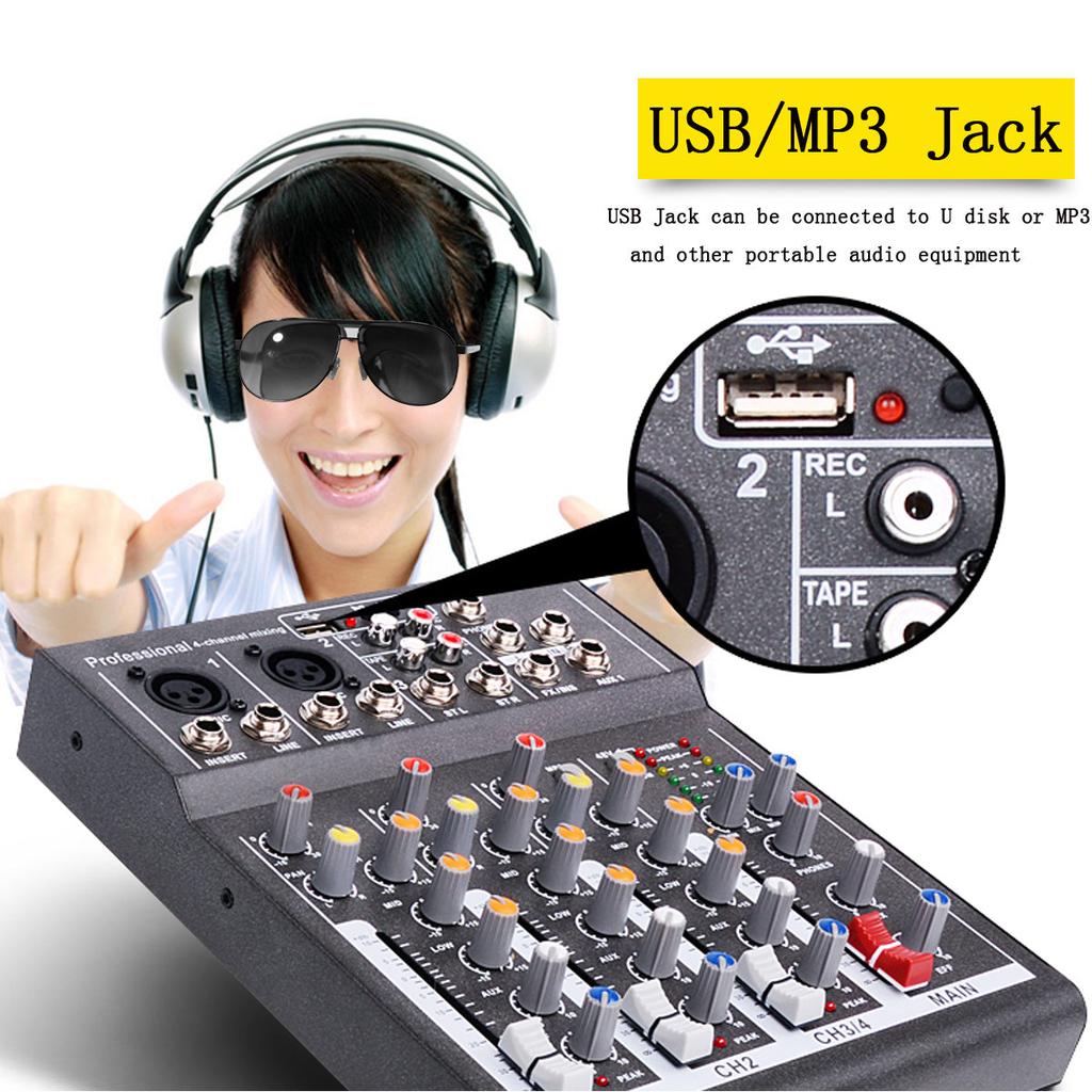Mini Portable Sound Mixer with 3-Band EQ & USB Input by HitMyNeed