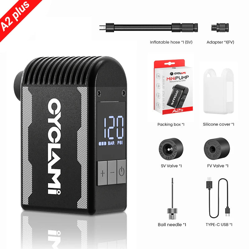 Mini Rechargeable Bicycle Pump 120 PSI for Schrader & Presta by HitMyNeed
