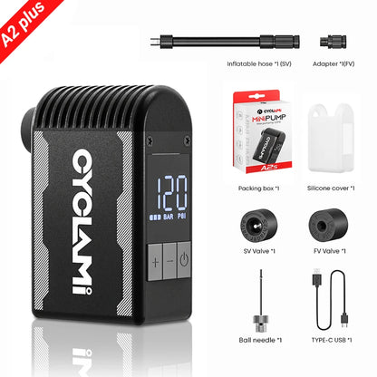 Mini Rechargeable Bicycle Pump 120 PSI for Schrader & Presta by HitMyNeed