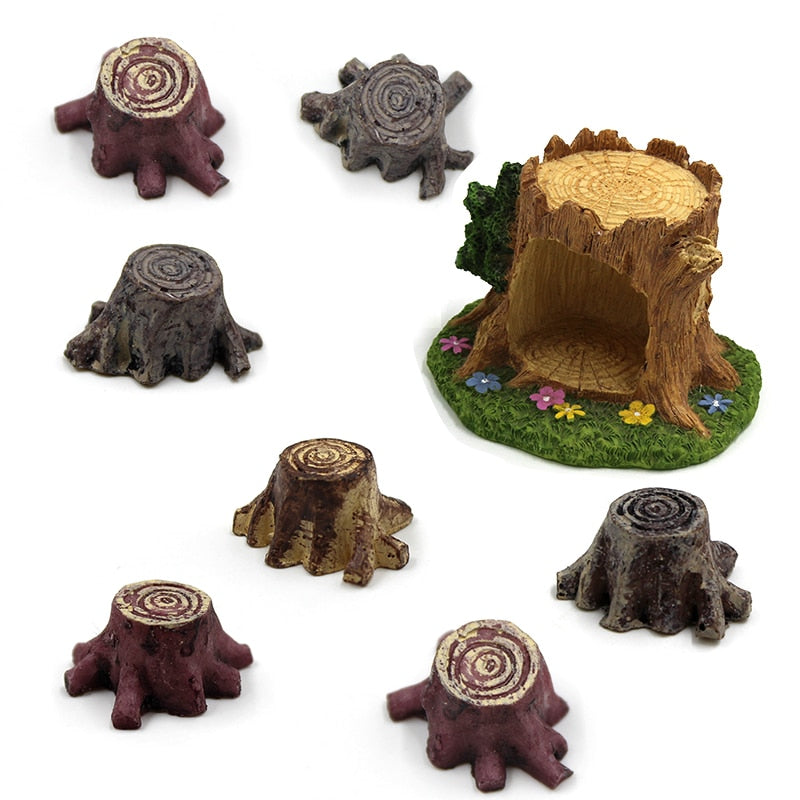 Mini Resin Tree Stump for Fairy Garden Decor by HitMyNeed
