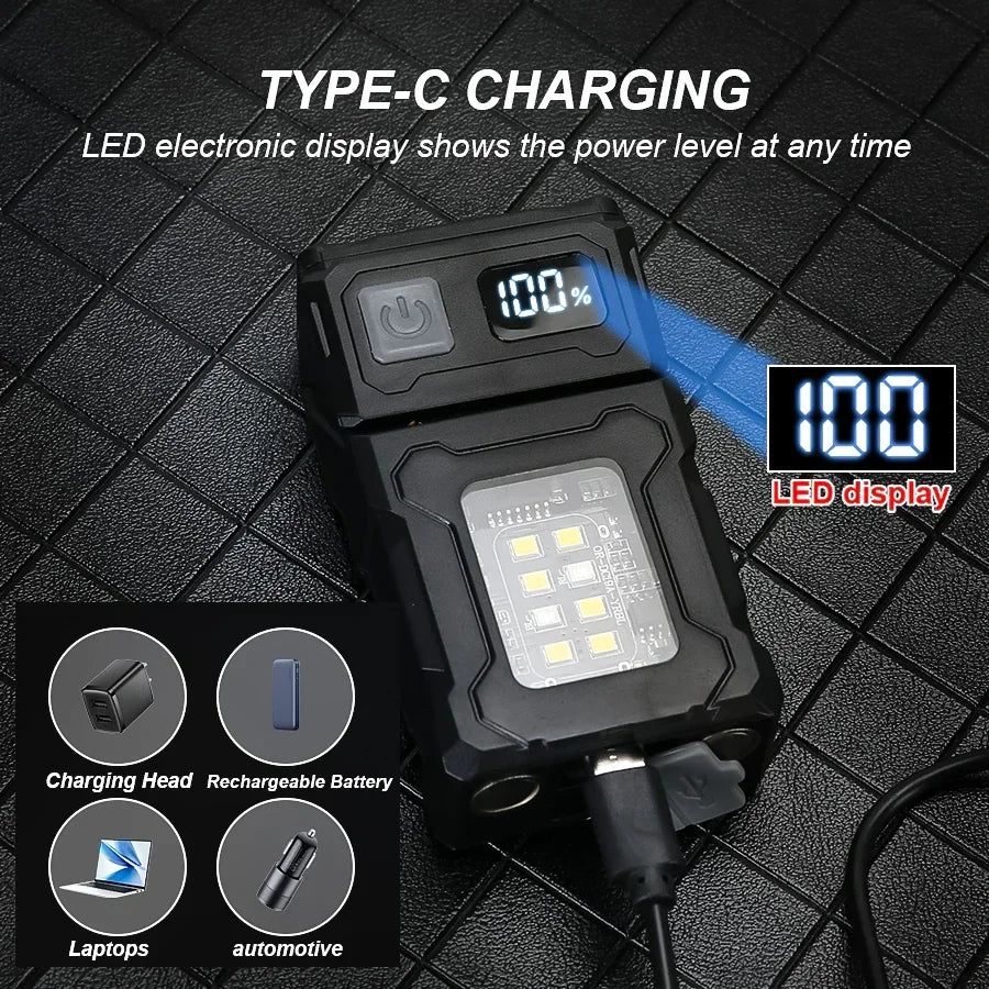 Mini Rotating Magnetic COB LED USB-Rechargeable Torch by HitMyNeed