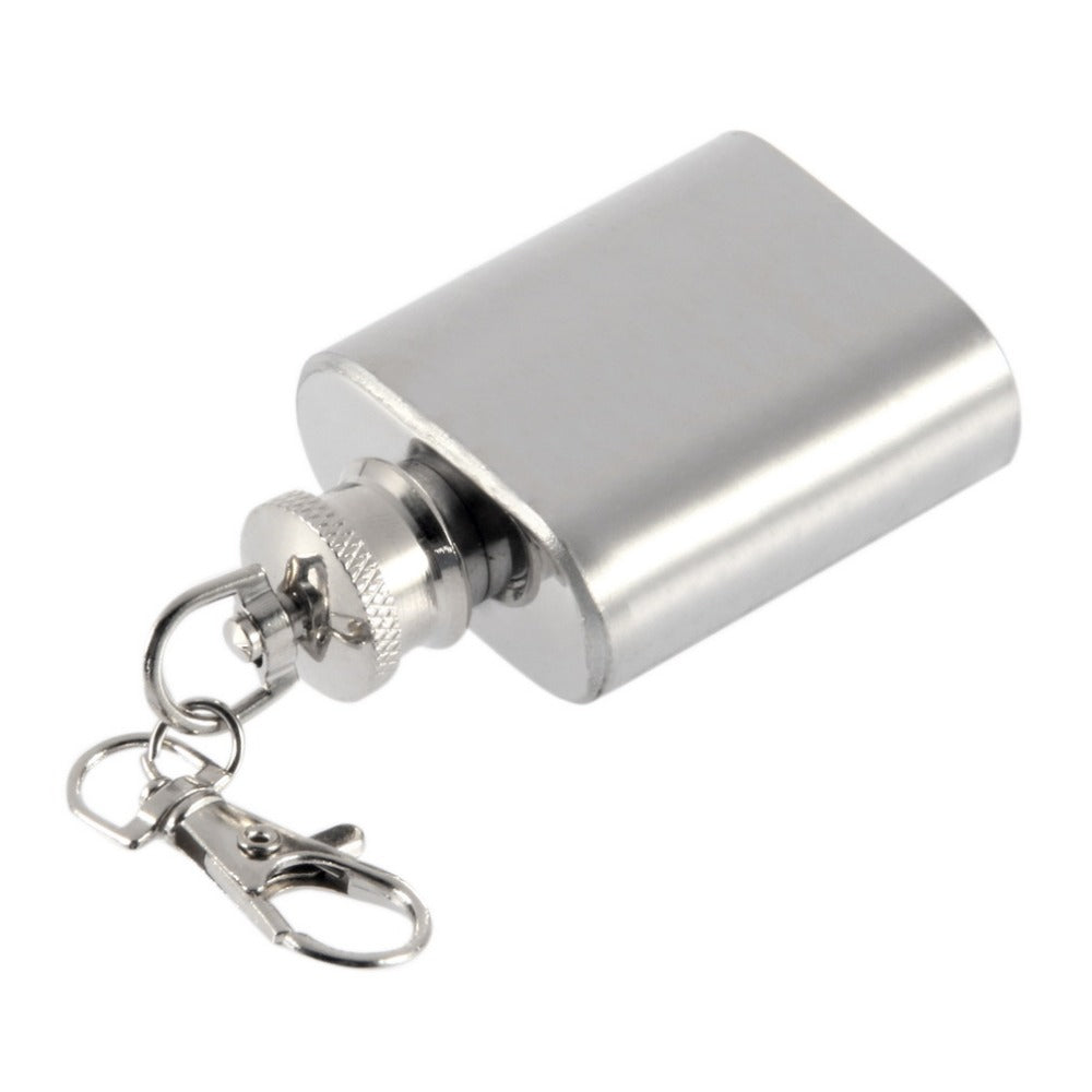 Mini Stainless Steel Flask with Keychain, 1oz by HitMyNeed