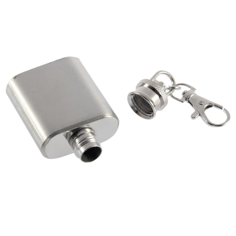 Mini Stainless Steel Flask with Keychain, 1oz by HitMyNeed