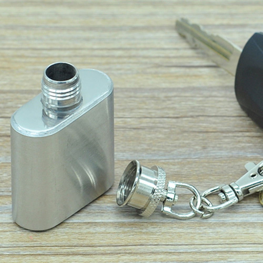 Mini Stainless Steel Flask with Keychain, 1oz by HitMyNeed