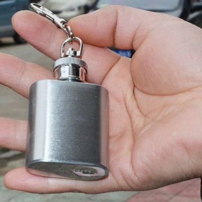 Mini Stainless Steel Flask with Keychain, 1oz by HitMyNeed