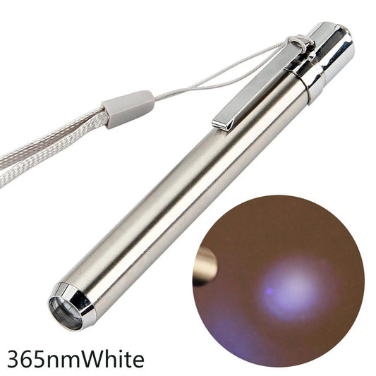 Mini Stainless Steel UV LED Flashlight Torch 365nm-white by HitMyNeed