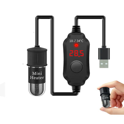 Mini USB Aquarium Heater Rod 18-34°C, 2L Tanks by HitMyNeed