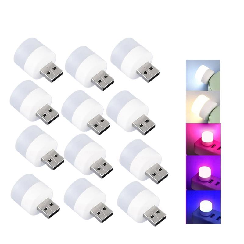 Mini USB LED Night Lights Set (12 Pack) 6-cold-and-6-warm by HitMyNeed